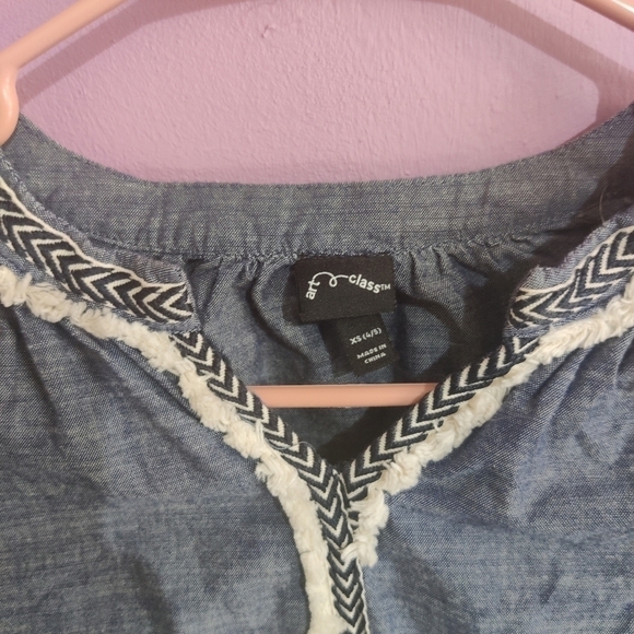 #192 Art Class Blue Long Sleeve Dress For Girls - Picture 2 of 3